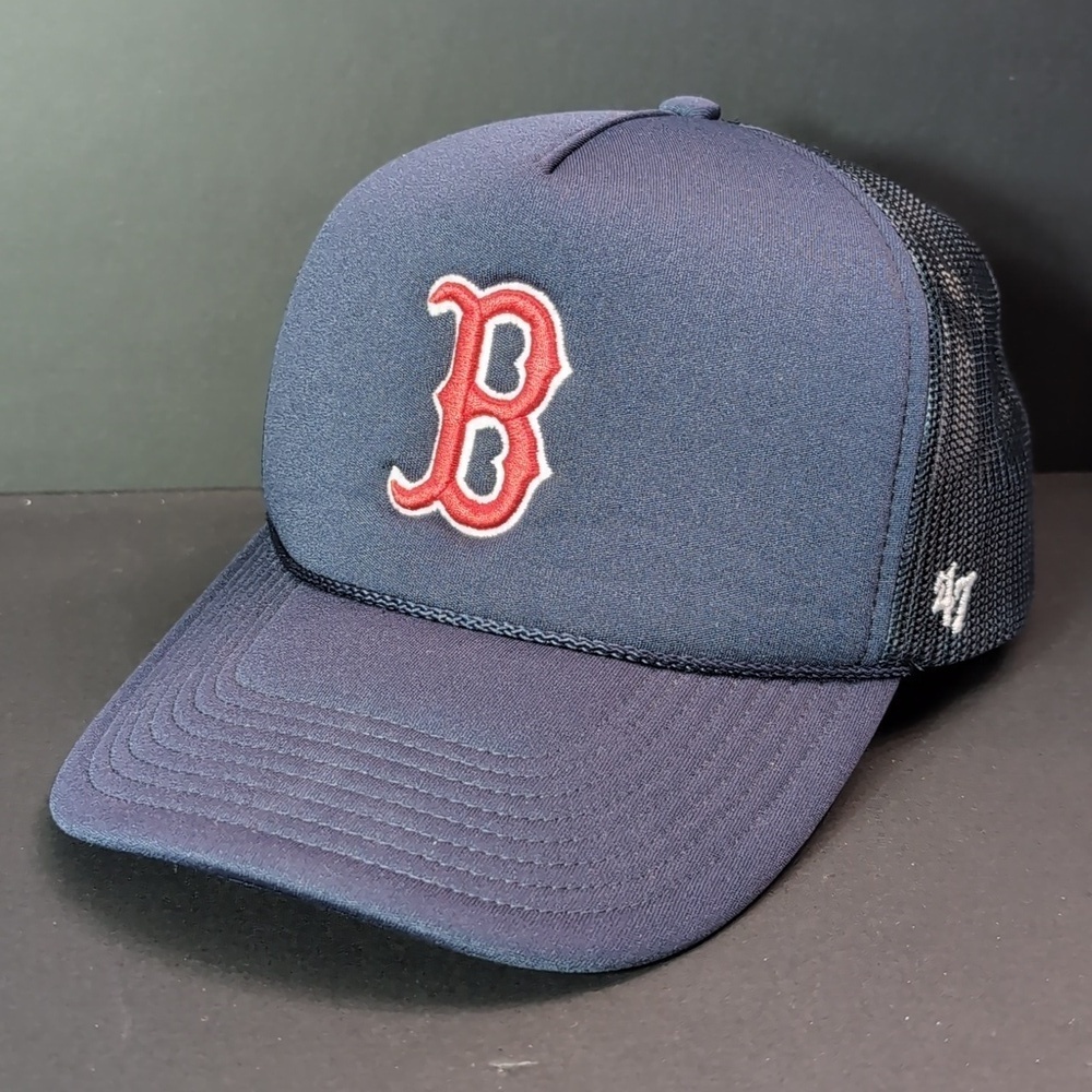 Boston Red Sox 47 Navy Foam Front,Mesh Back , Snapback Trucker Hat .